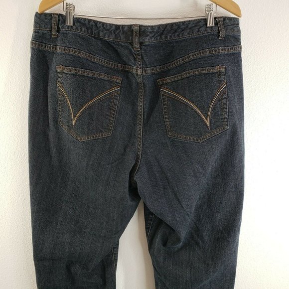 Venezia Womens Straight Leg Jeans Blue Stretch Dark Wash Faded Denim Plus 40x31 - Picture 8 of 10